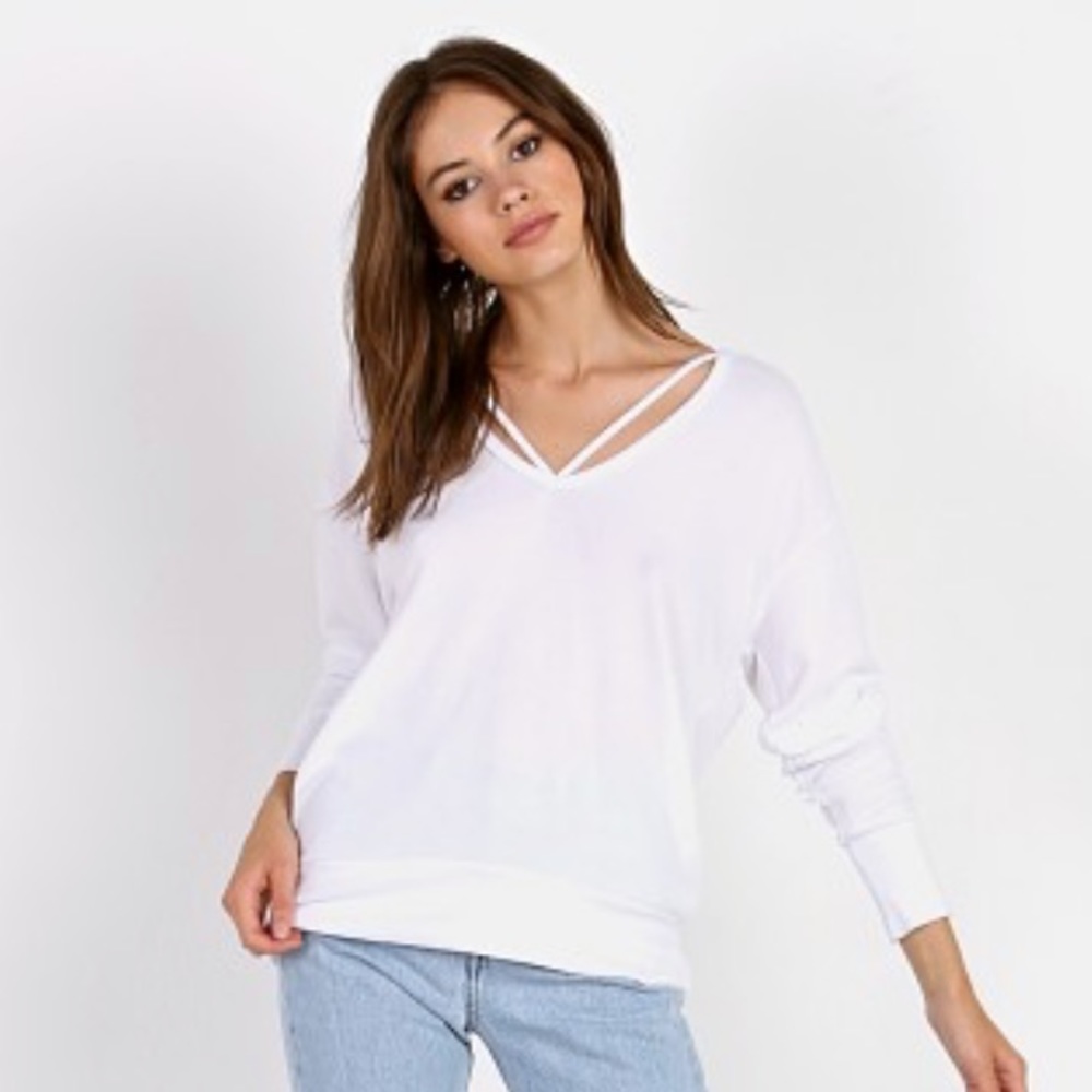 LNA White Strappy Hoodie Size XS